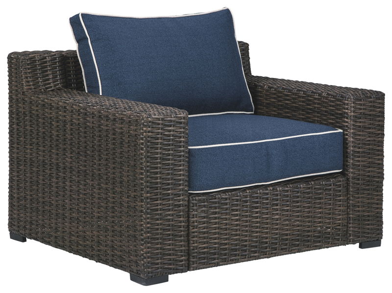 Grasson Lane - Brown/Blue - Lounge Chair w/Cushion
