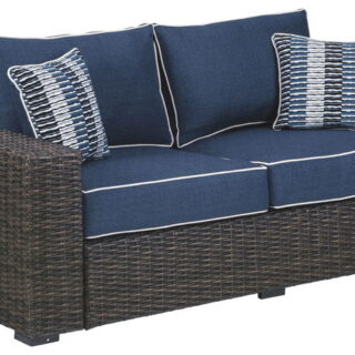 Grasson Lane - Brown/Blue - Loveseat w/Cushion