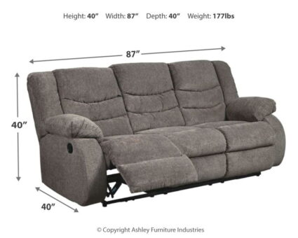 Tulen - Gray - Reclining Sofa - Image 2