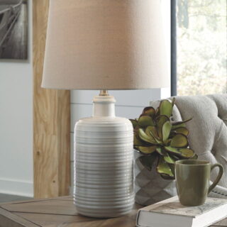 Marnina - Taupe - Ceramic Table Lamp (Set of 2)