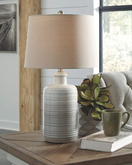 Marnina - Taupe - Ceramic Table Lamp (Set of 2)