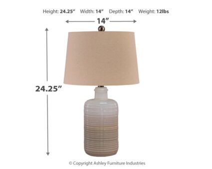 Marnina - Taupe - Ceramic Table Lamp (Set of 2) - Image 2