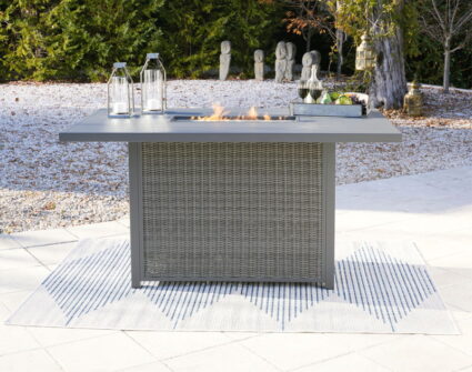Palazzo - Gray - Rectangular Bar Table W/Fire Pit