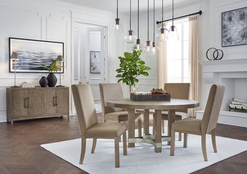Chrestner - Brown / Beige - 5Pc. - Round Dining Set