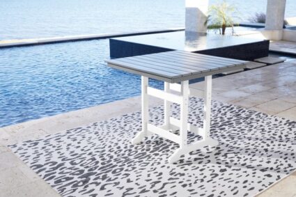 Transville - Gray / White - Square Counter Table With Umbrella Option