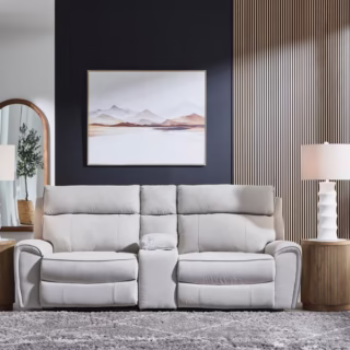 Social Pointe - 3-Piece Power Reclining Sofa With Storage Console - Pearl / Ash