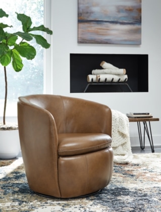 Kierreys Swivel Accent Chair - Caramel